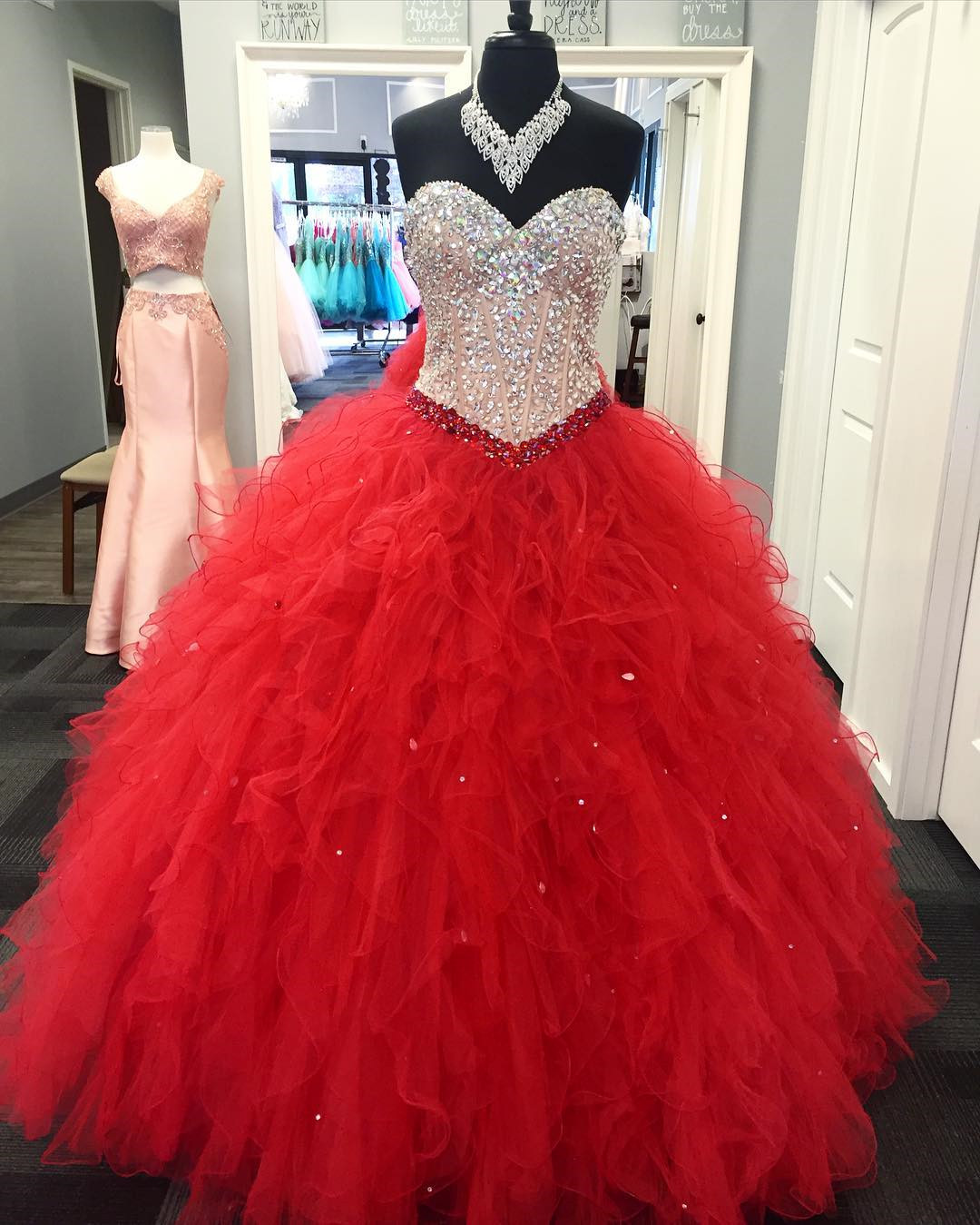 red sweet 15 dresses