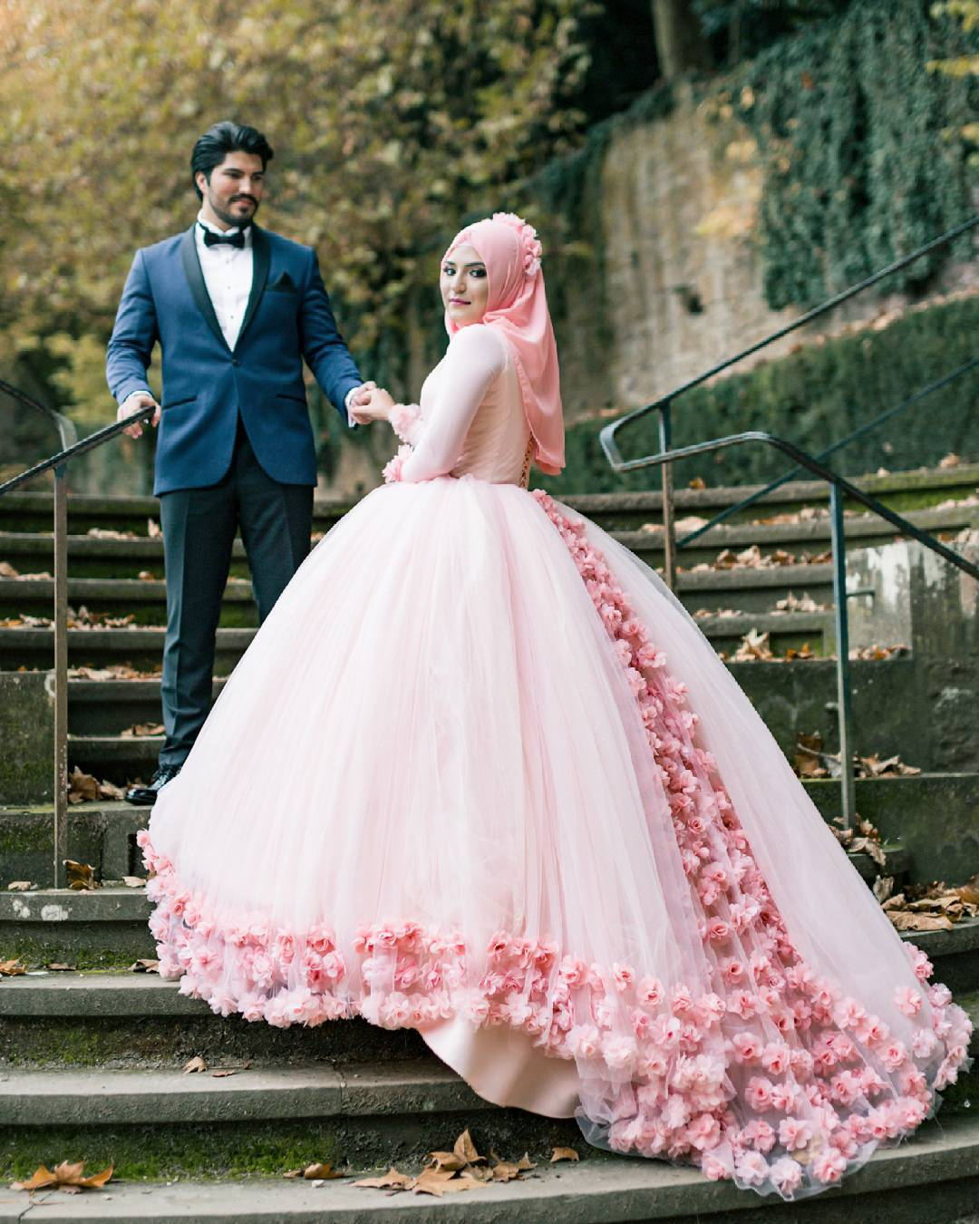 Ball Gown Rose Gold Wedding Dress Muslimah | wedding