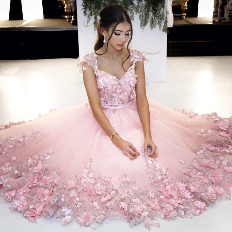 pink floral formal dress