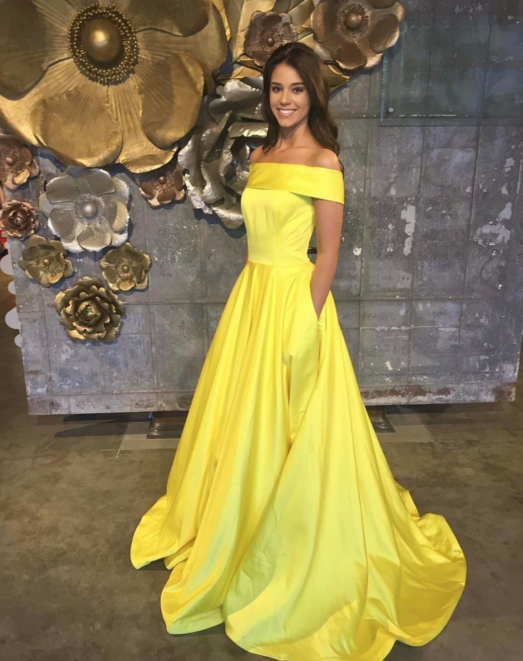 bright yellow formal dress