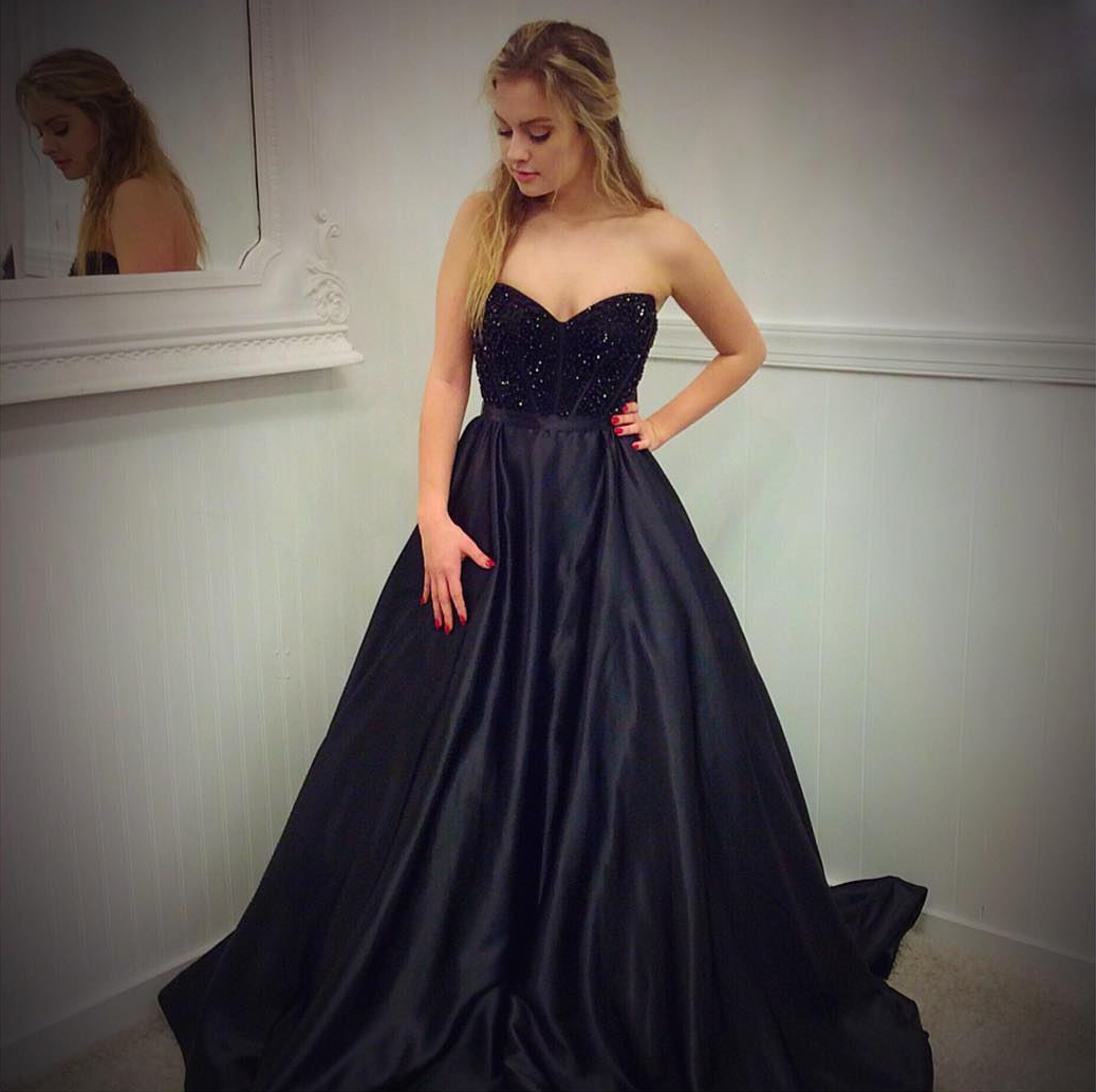 black corset evening gown