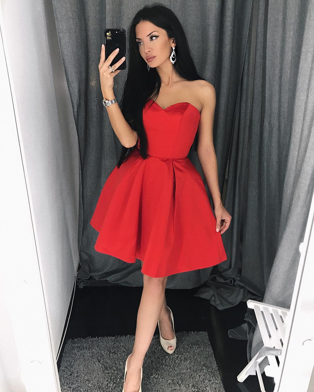 red short semi formal dresses