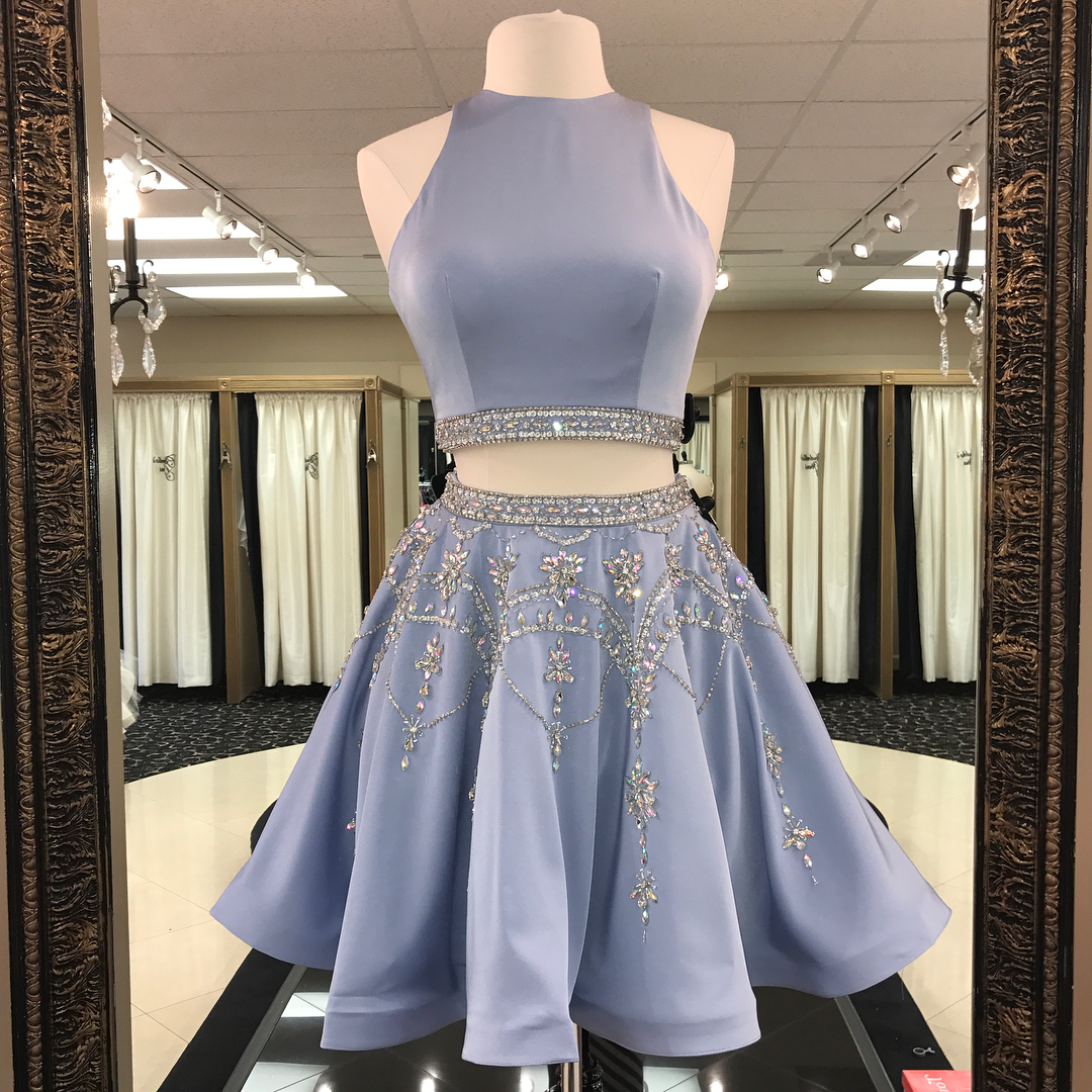 2 piece prom dresses short skirt