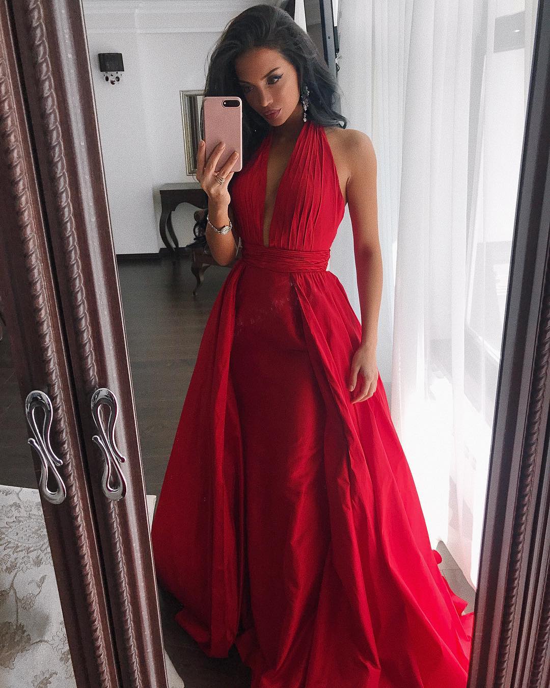 red and black rose prom dress