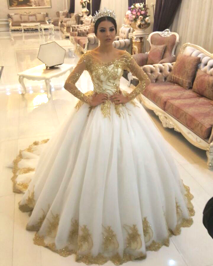 Gold White and Off the Shoulder Bridesmaid Dress