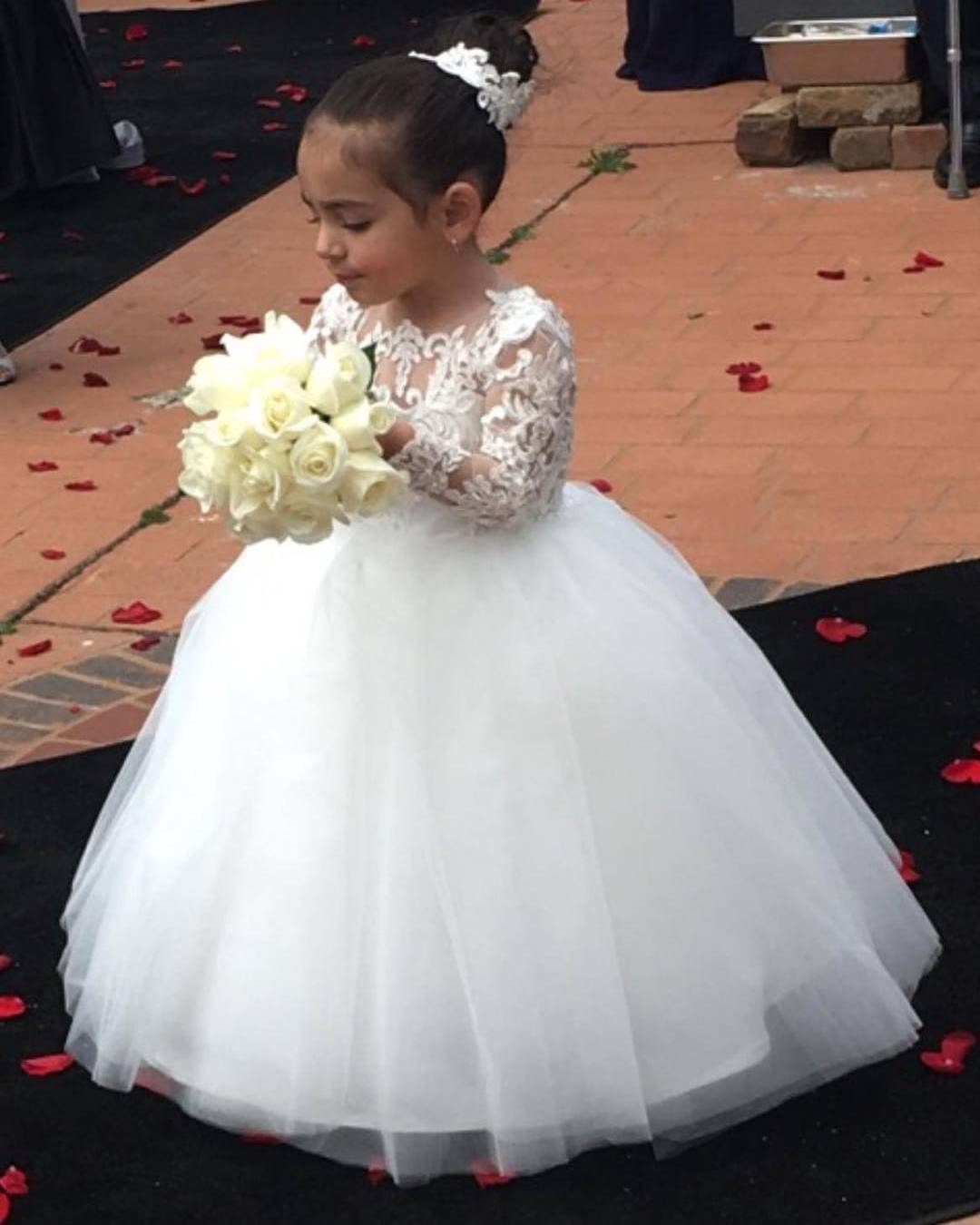 white ball gown for kids